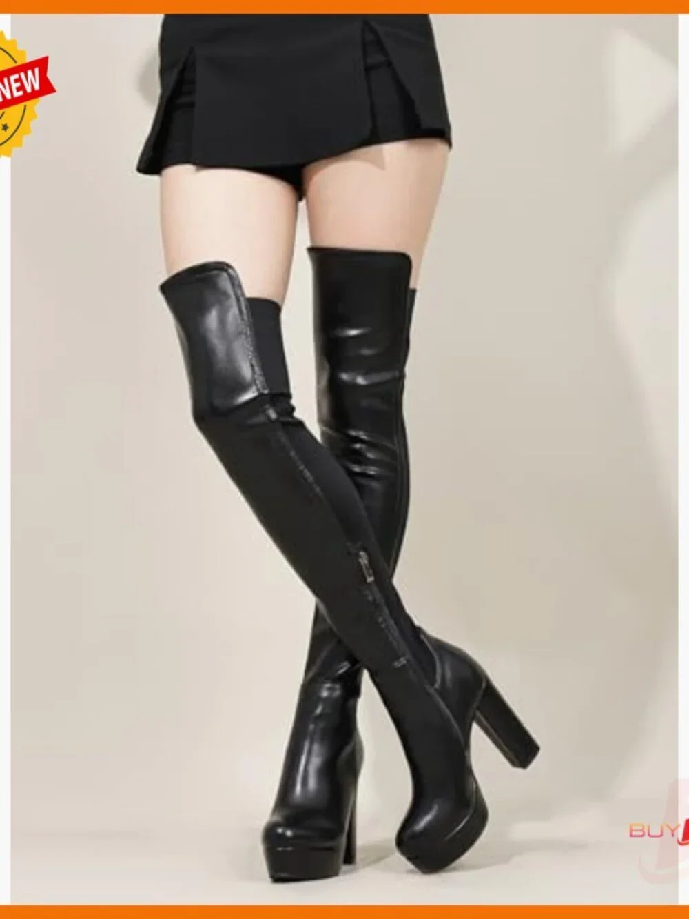 Women's Over the Knee Boots Chunky Heel Side Zipper Faux Suede